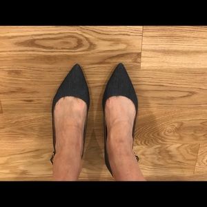 Anne Klein Denim Slingback Kitten Heel